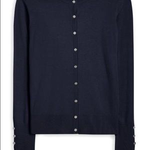 Dark Navy button up crew cardigan